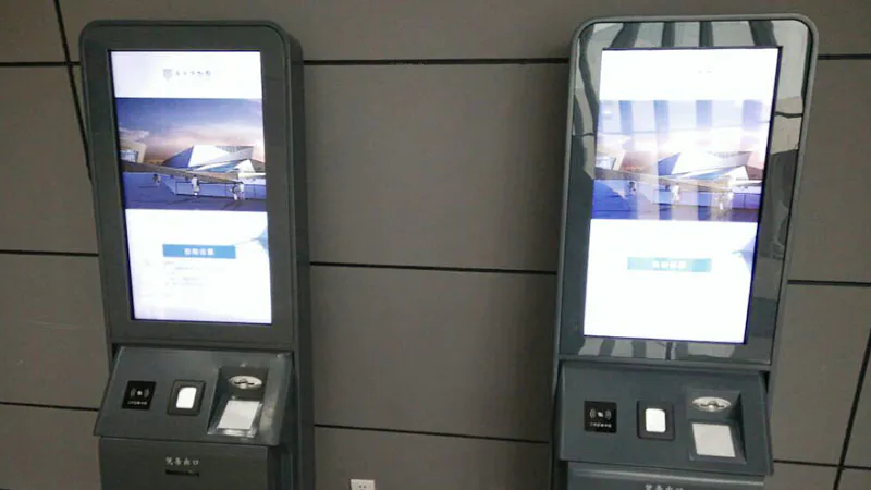 capacitive ticketing kiosk company on bus station