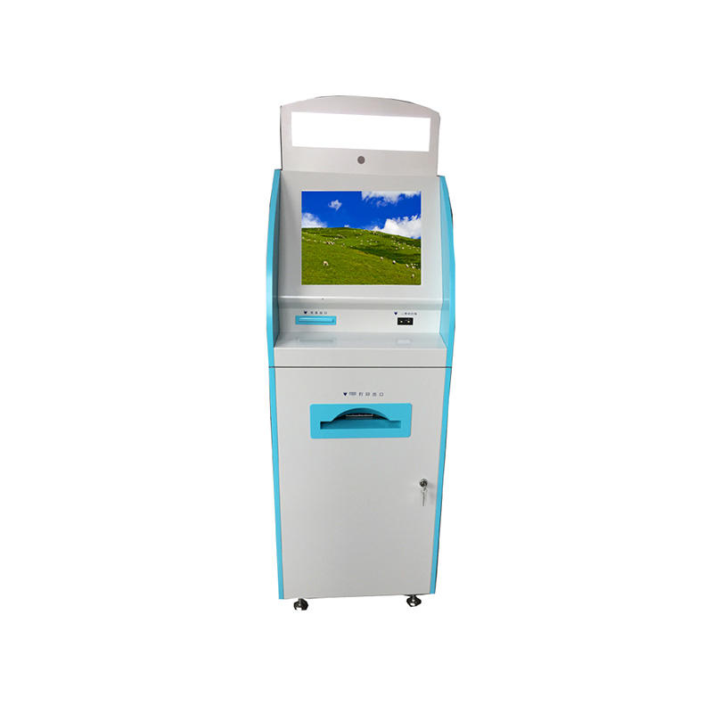 Touch screen internet patient self check in kiosk for line up in hospital with coin operated and metal key board