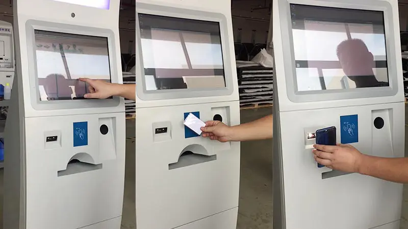 dual screen bill payment kiosk acceptor in bank