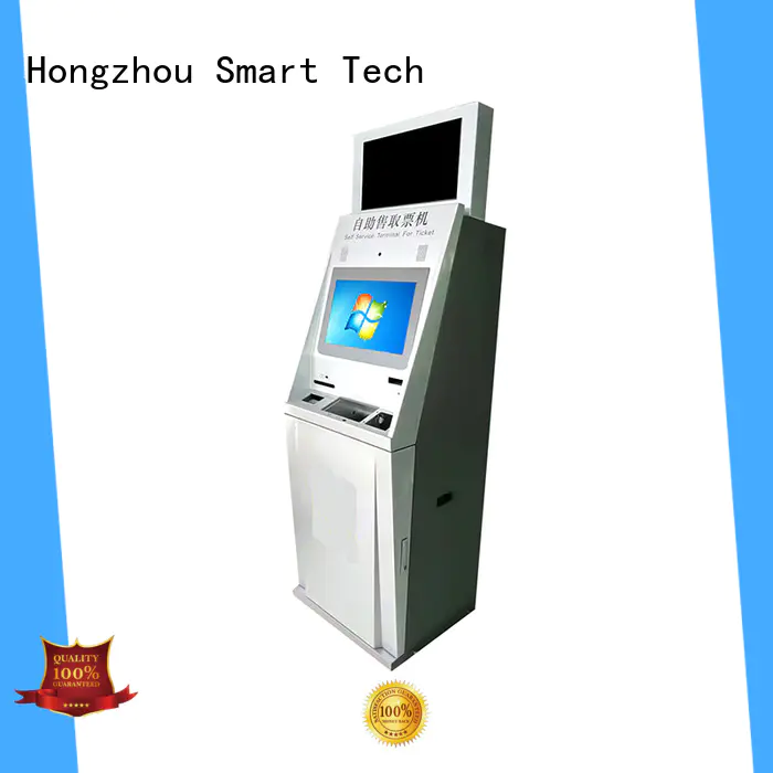 capacitive ticket kiosk machine with printer on bus station