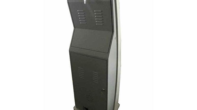 Floor standing touch screen information kiosk with bar code reader-2