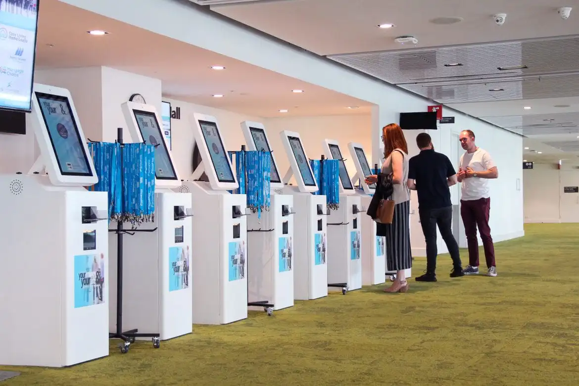 custom information kiosk appearance in airport