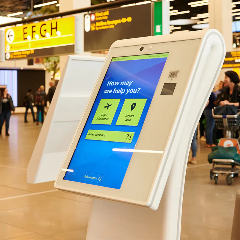 floor standing digital information kiosk for busniess in airport