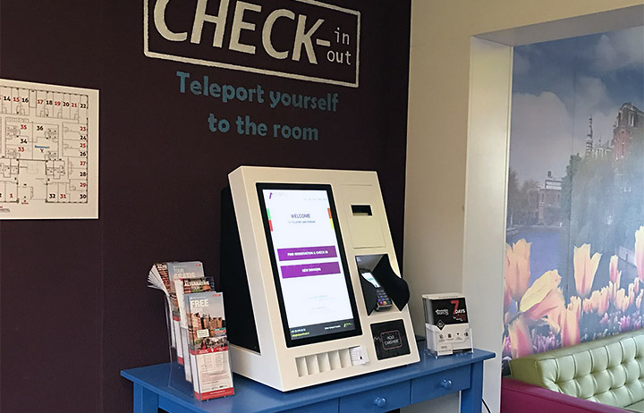 high end hotel check in kiosk with card reader in villa-3