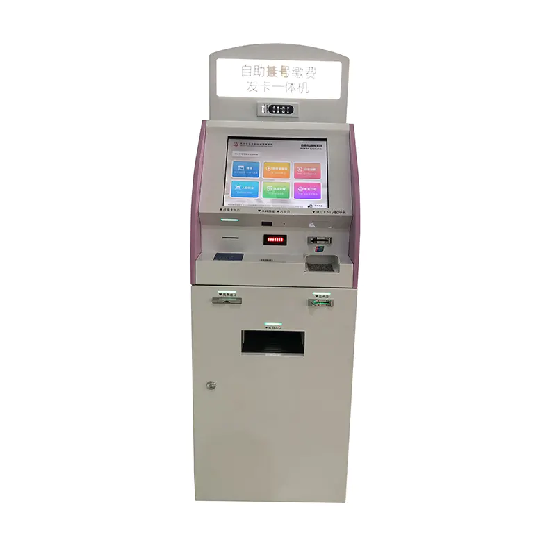 19 inch capacitive touch screen internet hospital check in kiosk for line up with coin operated and metal key board