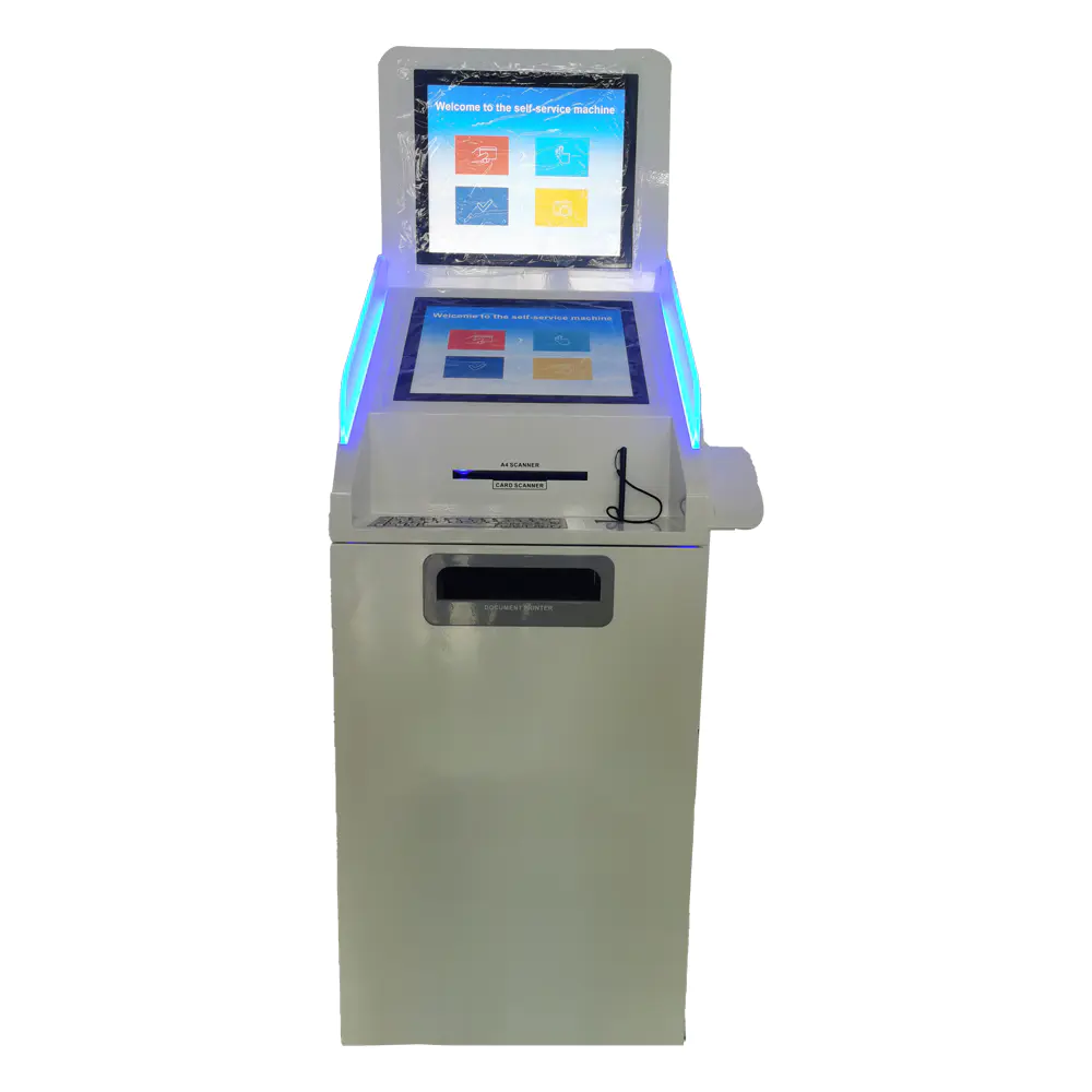 Dual touchscreen Insurance Payment Kiosk with Metal Keyboard and Signature Pen